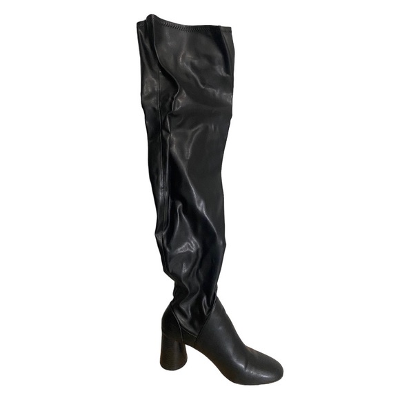 Zara Shoes - Zara Faux Leather Black Over the knee Boots Size 7.5